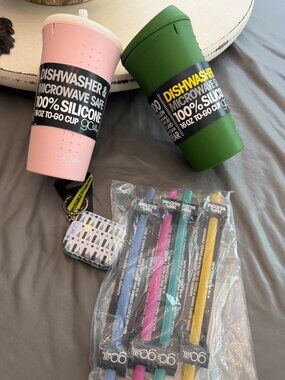 goSili reusable silicone cups and straws bundle